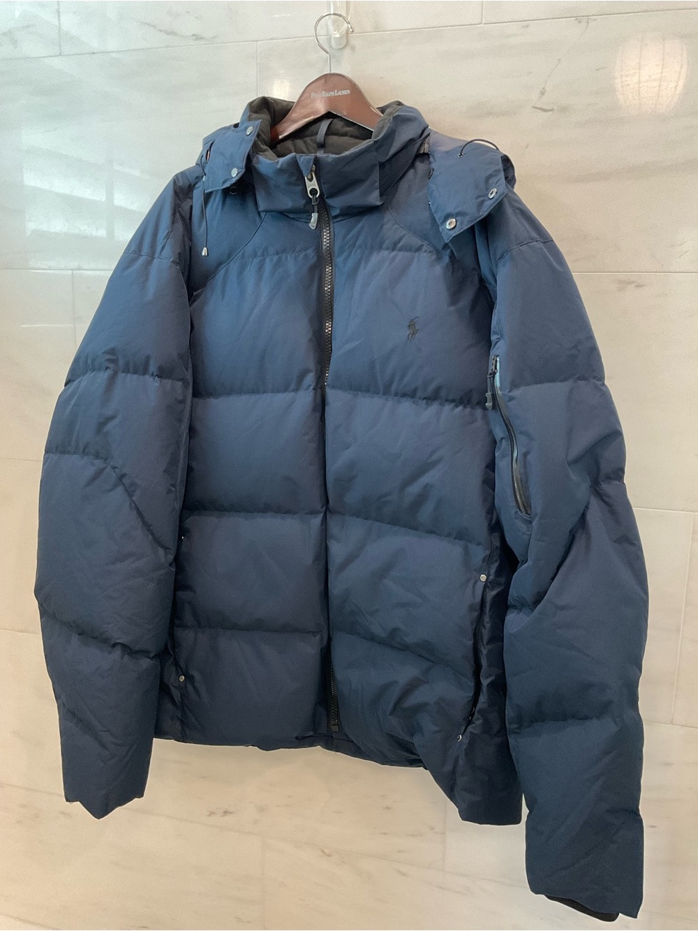POLO Ralph Lauren Big & Tall Navy HOODED DOWN FILLED Puffer Parka Jacket sz 3XLT